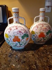 Set of two Vintage Round Front Chinese Rice Wine decameter/bottle