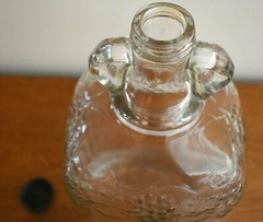 Antique Glass Wine Jug Grape Embossed One Gallon Art Deco Ball Glass Maker w Cap