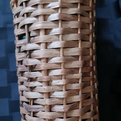 Vtg 2L European 16&Prime; Wicker Covered Demijohn Bottle w/Baled Porcelain Stopper