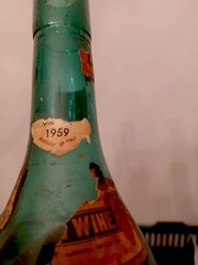 Vintgage 1959 wine bottle hand blown green glass 7&Prime; tall