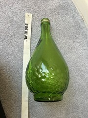 cute 🍇 vintage green glass half gallon wine bottle w/ embossed grapes vines