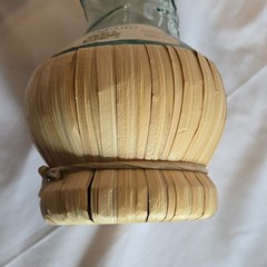 Vintage Long Neck Twisted Spiral Bottaro W/ Raffia Base Empty Wine Bottle 15&Prime;