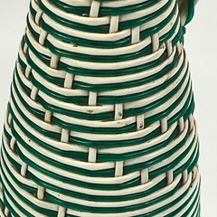 Vinicola Aragona Vintage Woven Plastic Wine Bottle Decanter Green White Spanish