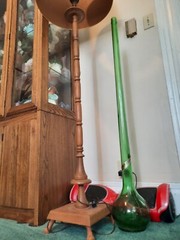 Very Old Huge GREEN MAZZONI WINE BOTTLE ITALIAN GLASS 44 INCHES TALL EUC