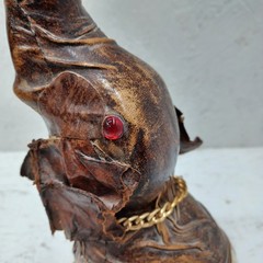Vintage Casa Vento Leather wrapped elephant wine bottle Italy 1980