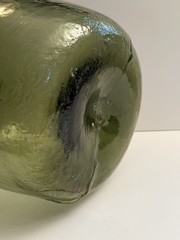 Vintage 20&Prime; Hand Blown Wine Bottle DemiJohn Antique Green Glass Rare