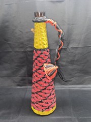 Vintage Plastic Wicker Wrapped Wine Bottle Decanter Made in Spain