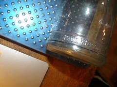 Vintage Paul Masson Glass Wine Water Carafe, Embossed Bottom Letters, 10.5&Prime; Tall