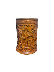 antique cup bottles engraved wood egyptian made