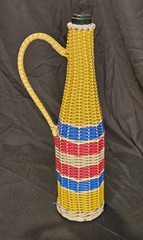 Vintage Viresa Plastic Wicker Wrapped Wine Bottle Carafe MCM Retro Tiki Barware