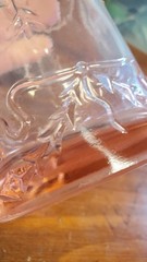 VTG Pink Tinted Glass Wine Empty Bottle Made in Italy Ornate Novelty Rare Find
