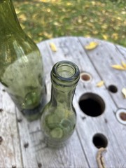 Vintage Olive Green Wine Bottle Pair