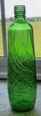 Vintage Ripple Gallo Flavor Guard Emerald Green Glass Wine Bottle 4/5 QT