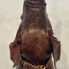 VINTAGE VETROPELLE LEATHER WRAPPED ELEPHANT WINE BOTTLE ITALY 1980