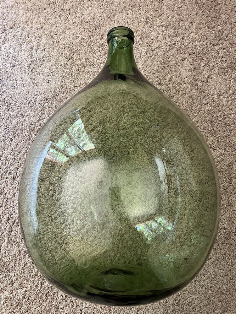 🇺🇸Demijohn 56 Wine Carboy Huge Green Glass Bottle 25.5&Prime; Tall 17.5&Prime; Wide🇺🇸