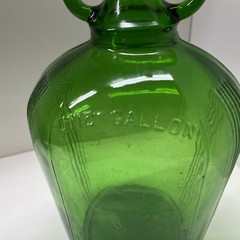USA Green Jug Glass One Gallon Bottle Wine PAT 94413 Ohio 1935 Vintage Beautiful