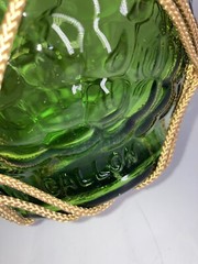 Macrame Wrapped Glass Wine Bottle Green Grapes Textured Gorgeous Half Gallon