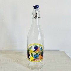 Vintage Avir Fruit Stained Glass Wine Bottle Made In Italy 12”