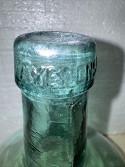 Large Aque Glass Ayelense Demijohn Wine Bottle 12” Vintage(J2)