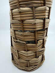 VTG Rustic Demijohn Bottle Wicker/Rattan Wrapped Aqua Green Glass 16.5 Inch