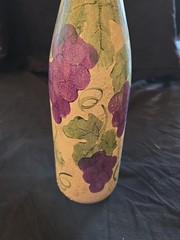Vintage Kitchen Decor/ Grapes Wine Bottle with Cork