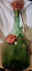 VTG Italian Chianti Hand Blown Green Glass Wine Decanter Bottle/ Ice Chamber VF