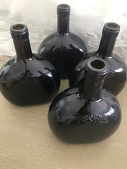 Vintage SF Brown Glass Wine Bottle or Vase-Unique Shape-7 Inch