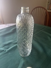 Vintage Wine Bottle Jug Clear Glass Embossed Design One-half Gallon