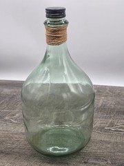 Vintage Glass Demijohn Wine Bottle Jug 3 Liter Hemp Neck Wrap