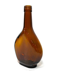 Vintage Glass Wine Bottles Brown Amber Flask & Green Mateus Set 2