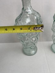 Set Of 2 VTG Lightly Tinted Blue GLASS GRAPES CLUSTER 10&Prime; STANDING WINE BOTTLE