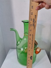 Vtg Old World Italian Wine Cooler Bottle Green Blown Glass MCM