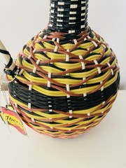 MCM Viresa Plastic Scoubidou Woven Wicker Demijohn Wine Bottle with Handle