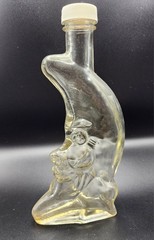 Vintage Moon & Star Glass Decanter Smiling Face Celestial Bottle Retro Barware