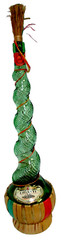Vintage Italian Chianti Wine Bottle 20 Inch Green Glass With Rattan & Cork