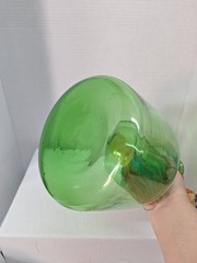 Vtg Old World Italian Wine Cooler Bottle Green Blown Glass MCM