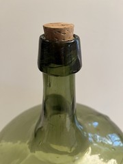 Vintage 20&Prime; Hand Blown Wine Bottle DemiJohn Antique Green Glass Rare