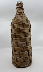 VTG Rustic Demijohn Bottle Wicker/Rattan Wrapped Aqua Green Glass 16.5 Inch