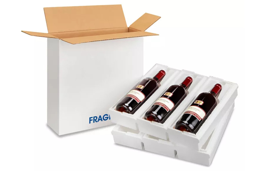ULINE 3 wine bottle shipper 4/carton