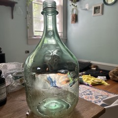 Vintage Demijohn Glass Bottle Vase Aqua/Green Glass Jug 12.5”