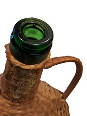 Vintage Old Madeira Wine Meio Seco Wicker Wrapped Empty Bottle Portugal