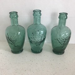 Cantine Vaselli Orvieto Green Blue Set Of Wine Bottles 6 Inch Embossed Vintage