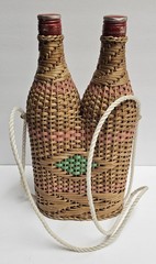 Vintage Double Wine Woven Wicker Demijohn Style, Wine Bottles Empty