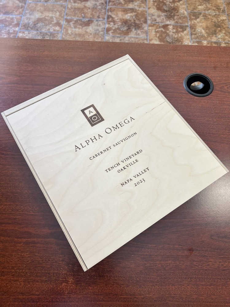 ALPHA OMEGA WOODEN WINE BOX – TENCH VINEYARD – 2023 – RARE
