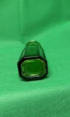 Vintage Emerald Green Glass Long Neck Bottle Square Base 6”