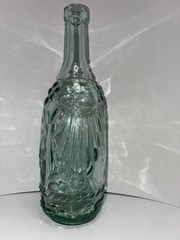 Vintage Green Clear Glass Wine Bottle 11 1/2”