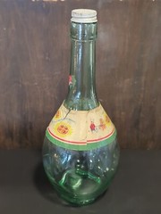 Vintage Green Glass Wine Bottle Red Fior Di California Paper Label Round *LOOK*
