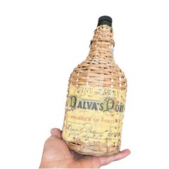 Vintage Dalva’s Port Basket Bottle Wine Portugal Wicker Wrapped Empty Glass