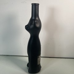 Rheinhessen Riesling Black Happy Cat Figural Glass Wine Bottle EMPTY