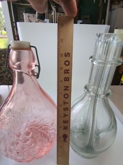 Lot Of 2 VTG CASADIS MILANO JUS DE FRUIT Pink Decanter 2 Liter & 4 Chamber Jugs